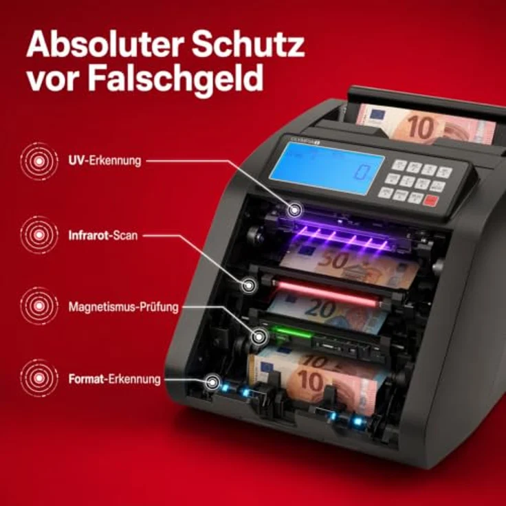 OLYMPIA Banknotenzähler NC 440, Geldzählmaschine mit Echtheitsprüfung und LED-Display, 1.000 Banknoten/Minute – Bild 5