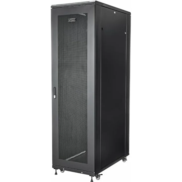 StarTech 42U Server Cabinet, 19 Zoll Rack für Server und Netzwerktechnik, schwarz, 907 kg Traglast, mit abschließbaren Türen und Rollen – Bild 1