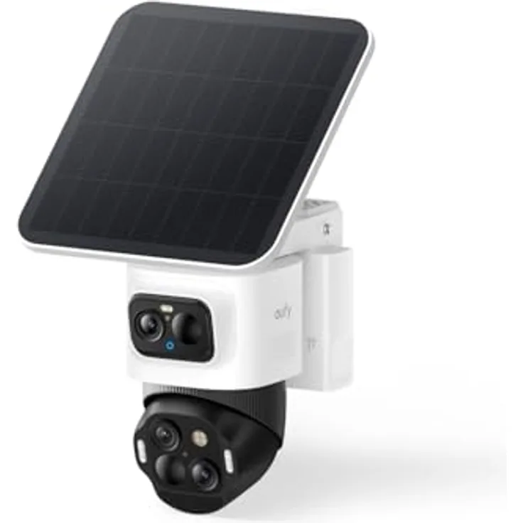 eufy Security eufyCam S4, kabellose Solar‑Outdoor‑Überwachungskamera mit 4K UHD, 360° Multi‑Kamera‑Auto‑Tracking, 8× Hybridzoom und Farbnachtsicht, kompatibel mit HomeBase S380