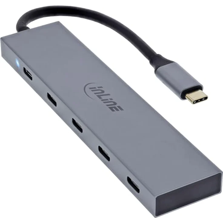 InLine USB-C Hub 4X USB-C, mit Power Delivery 100 W und USB 3.2 Gen.2, Aluminium, 10 Gb/s, für MacBook, Smartphone, Tablet, Windows, 35392E – Bild 1