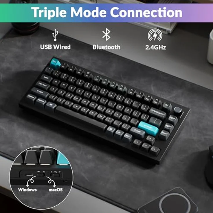 Keychron Q1 Ultra 8K, 75 % Kabellose Mechanische Tastatur, Aluminium, 82 Tasten, ZMK-programmierbar, POM Switch - Red – Bild 4