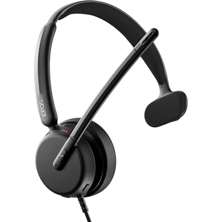 EPOS Impact 430 On Ear Headset mit Mikrofon Dual und Geräuschfilterung, USB C/USB A Anschluss, Teams-zertifiziert, Mono-Design, Kristallklare Sprachübertragung - Schwarz