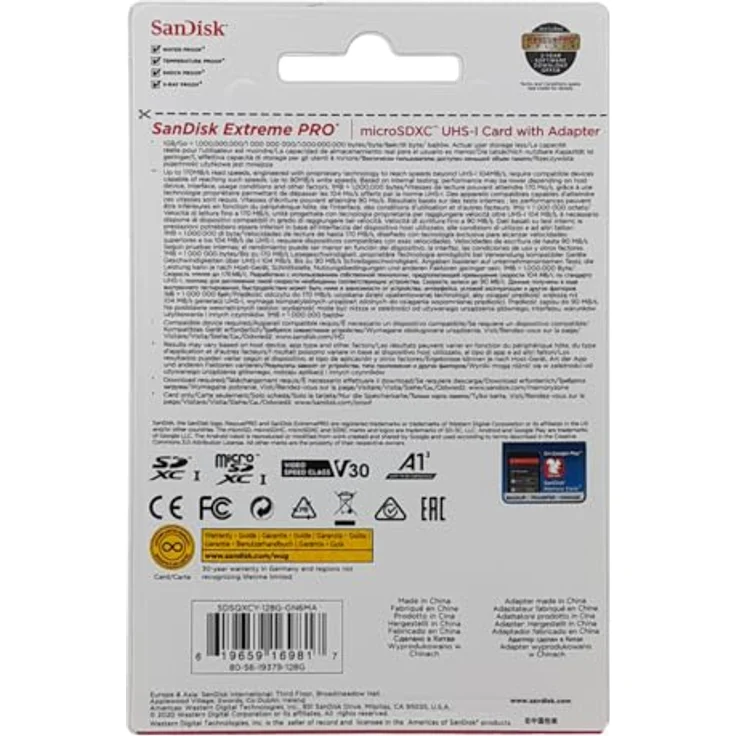 SanDisk Extreme Pro 128GB microSDXC Memory Card + SD Adapter with A2 App Performance + Rescue Pro Deluxe 170MB-s Class 10, UHS-I, U3, V30 – Bild 2