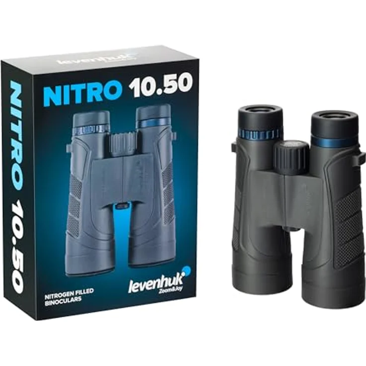 Levenhuk Nitro 10x50, Dachkant-Fernglas mit wasserfester Bauweise und Dioptrienausgleich für klare Sicht bei schwachem Licht – Bild 3
