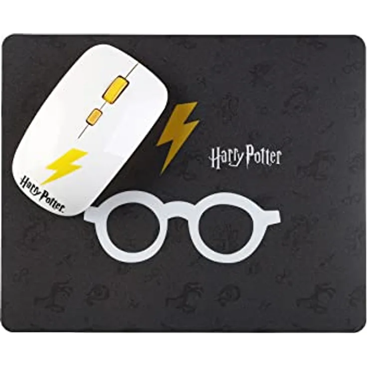 Wondee Harry Potter 2-in-1 Mauspad mit kabellosem Motiv in Schwarz und Weiß