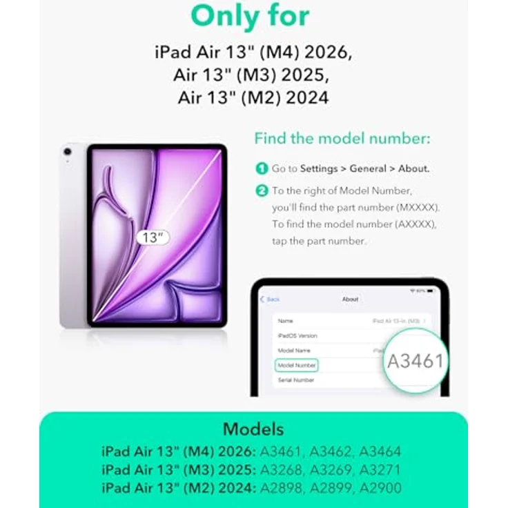 ESR Magnetisch Paper-Feel Schutzfolie für iPad Air 13 Zoll M4/M3/M2 (2026/2025/2024), Abnehmbar und Wiederverwendbar, Blasenfrei, Matt – Bild 2