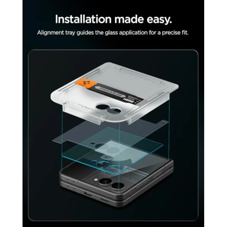 Spigen EZ Fit Schutzfolie [2P] für Samsung Galaxy Z Flip 8 / Z Flip 7, 9H gehärtetes Glas mit blasenfreier EZ Fit Installation – Bild 3