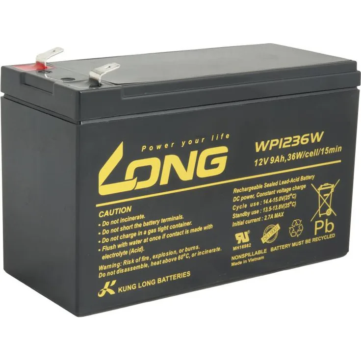 AVACOMtech Long 12V 9Ah olovný akumulátor HighRate F2, leistungsstarker Blei-Akku für hohe Entladeströme