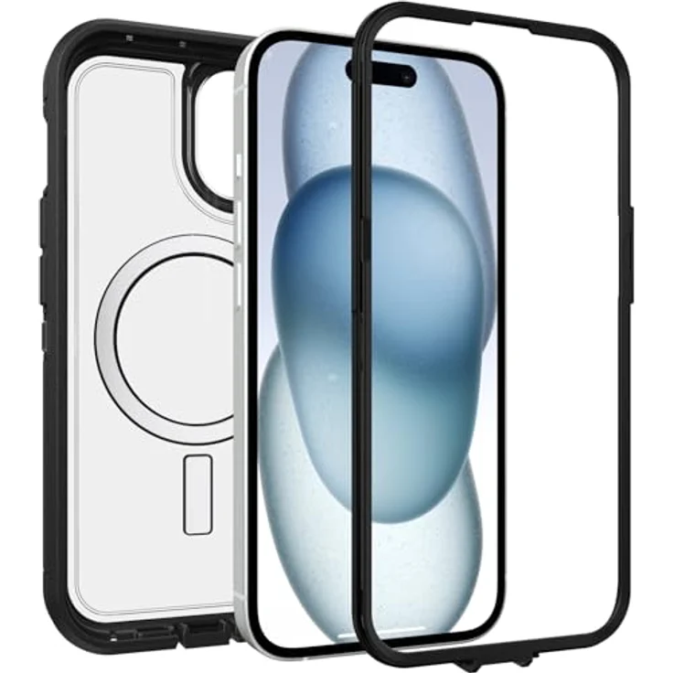 OtterBox Defender XT Hülle für iPhone 15 / 14 / 13 mit MagSafe, stoßfest, ultra-robust, schützende Hülle, 5x getestet nach Militärstandard, Transparent/Schwarz, Keine Einzelhandelsverpackung – Bild 4