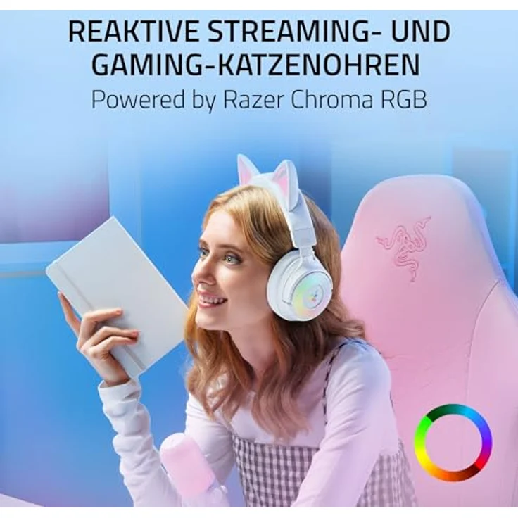 Razer Kraken Kitty V3 Pro, kabelloses Gaming-Headset mit reaktiven Katzenohren, THX Spatial Audio, Triforce 40mm Treiber, Hyperspeed Wireless & Bluetooth, Weiß – Bild 2