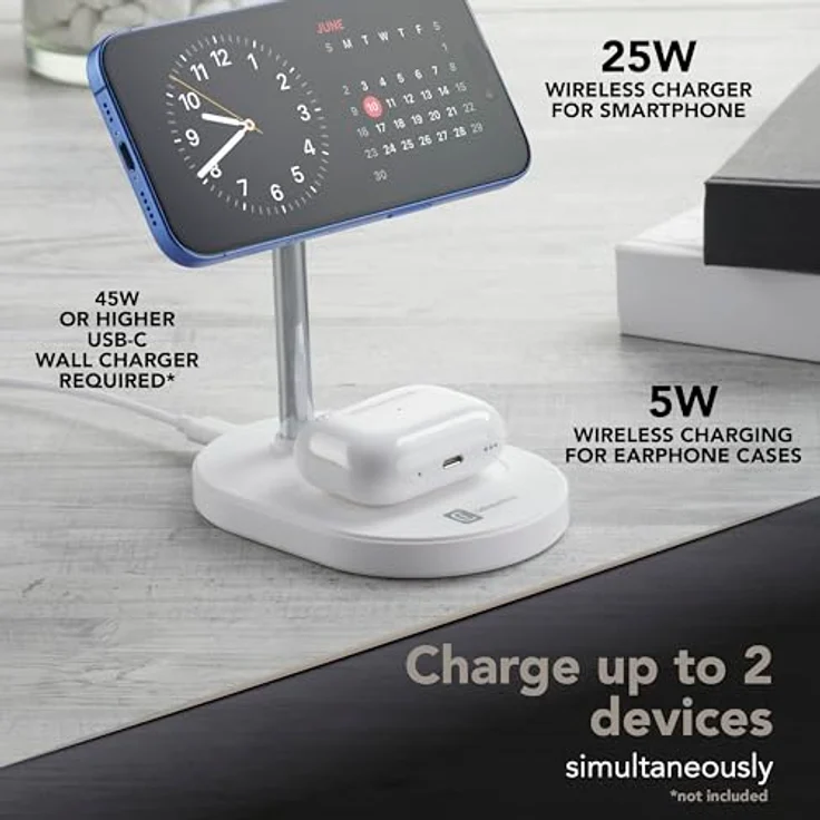 Cellularline MAG Duo, Magnetisches Wireless-Ladegerät 25W 2-IN-1, Qi2.2-zertifiziert, Weiß – Bild 5