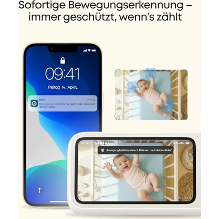 eufy Security Babyphone C10, 2K HD Überwachungskamera mit 4,5" Display, Schwenk-Neige-Funktion und Nachtsicht – Bild 5