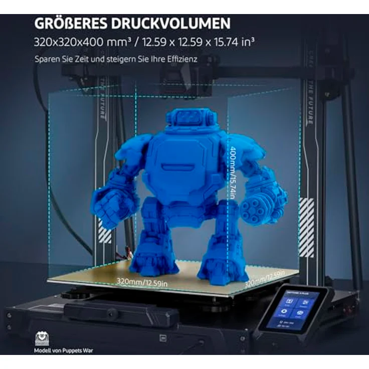 ELEGOO Neptune 3 Plus FDM 3D-Drucker, mit Automatischer Bettnivellierung, Dual-Gear-Direktextruder, Doppelspindelantrieb, Abnehmbarem Kapazitivem Bildschirm, 320x320x400mm Druckformat – Bild 2