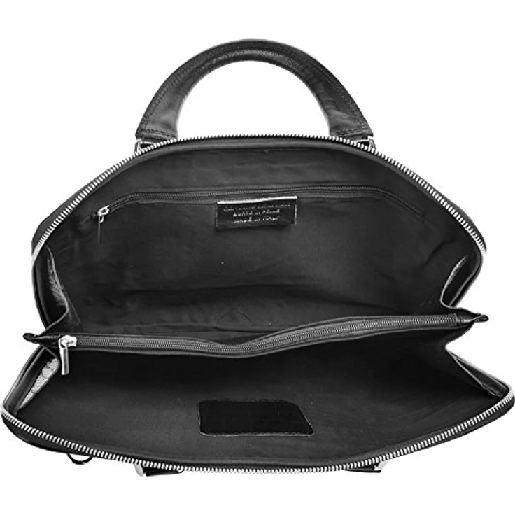 Cluty Aktentasche, echt Leder, Made in Italy, Croco-Prägung, schwarz – Bild 6