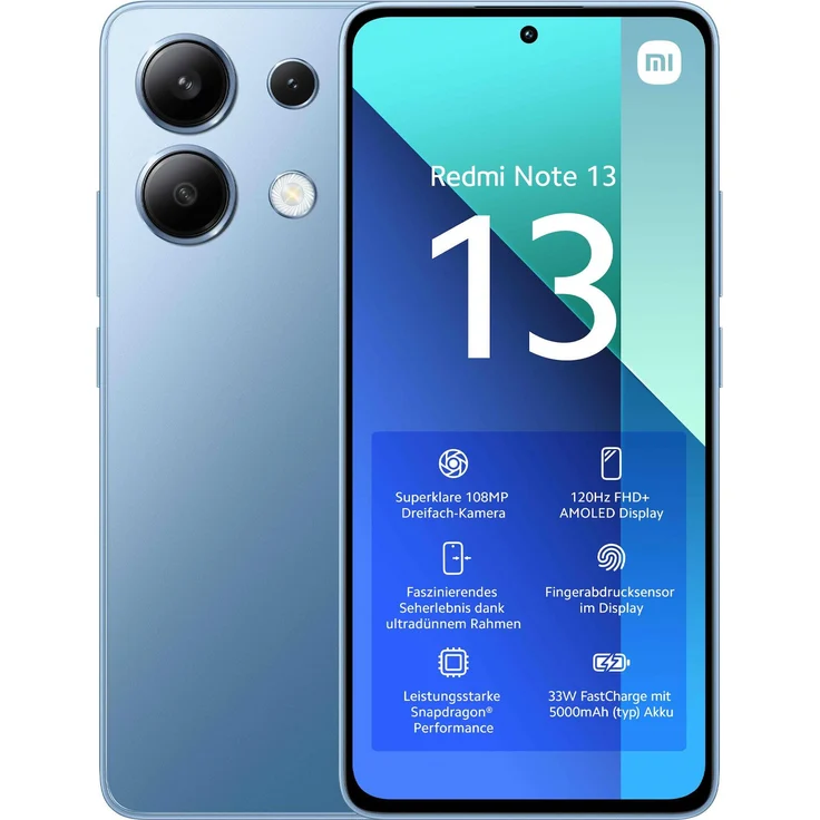 Xiaomi Redmi Note 13, Smartphone mit 120Hz FHD+ AMOLED Display, 128GB Speicher, Ice Blue – Bild 1