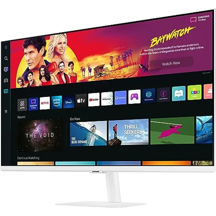 Samsung M7 Smart Monitor S32BM701UP 32 Zoll, VA-Panel, Bildschirm mit Lautsprechern, 4K UHD-Auflösung, Bildwiederholrate 60 Hz, 3-seitig Fast rahmenloses Design, TV Apps mit Fernbedienung, Weiß
