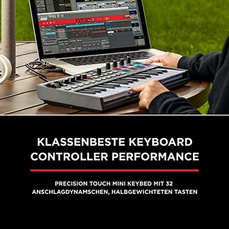 M-Audio Oxygen Pro Mini – 32-Tasten USB MIDI Keyboard Controller mit Beat Pads, MIDI-zuweisbaren Reglern, Tasten & Fadern, Softwarepaket inklusive – Bild 2