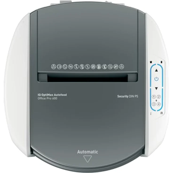 LEITZ IQ OptiMax Autofeed Office Pro 600, Aktenvernichter mit Partikelschnitt P-5, 55 dB, 50 l Auffangbehälter, bis 600 Blatt – Bild 12
