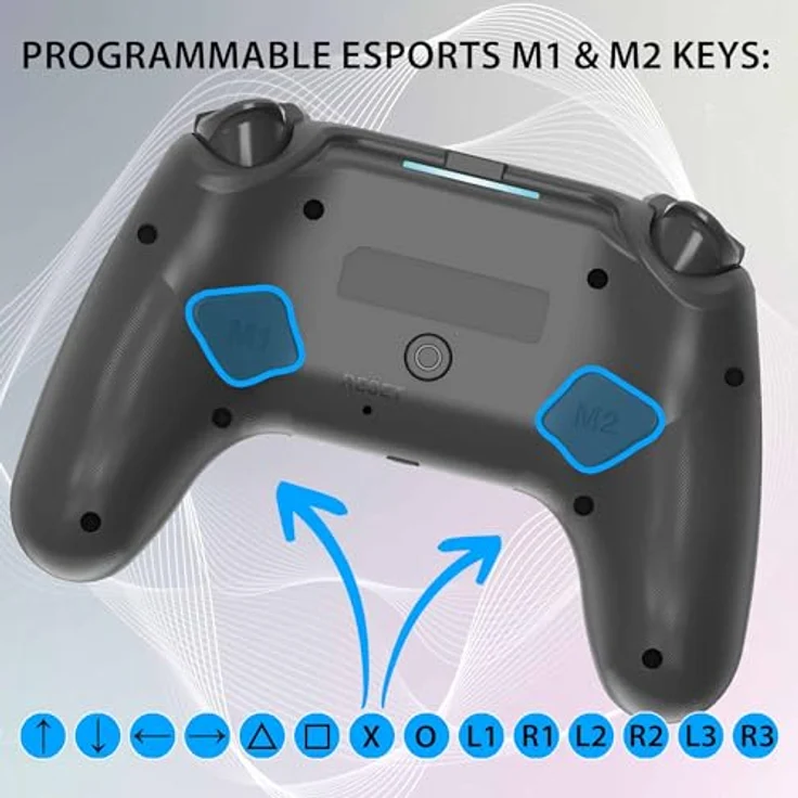 Subsonic Wireless Controller PS5/PS5 SLIM, Gaming Controller mit LED-Beleuchtung, programmierbaren Tasten, schwarz – Bild 6