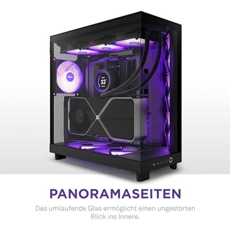 NZXT H6 Flow RGB | CC-H61FB-R1 |Kompaktes Mid-Tower Gehäuse mit zwei Kammern | Inklusive 3 x 120 mm-Lüfter RGB | Glaspaneele mit Panoramablick | Hochleistungs-Airflow-Panels | Kabelmanagement Schwarz – Bild 2