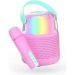 Mobility on Board KS-80 Bluetooth-Lautsprecher & Karaoke, Blau/Pink, kabelloses Mikrofon, Soundeffekte