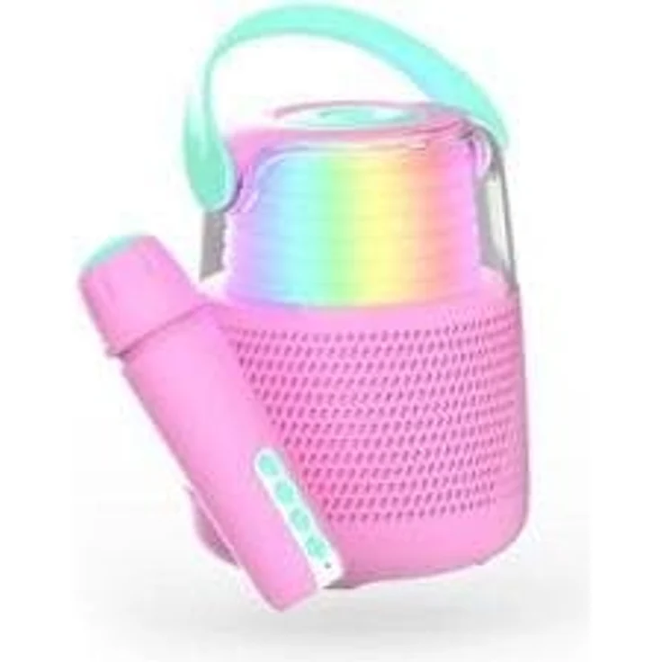 Mobility on Board KS-80 Bluetooth-Lautsprecher & Karaoke, Blau/Pink, kabelloses Mikrofon, Soundeffekte – Bild 1