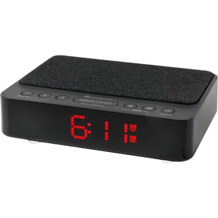 Soundmaster UR124SW Radiowecker mit kabelloser Ladestation, Wireless Charger iPhone/Samsung Galaxy,LED-Display 4-stufiger Dimmer, 2 Weckzeiten, Uhrenradio ohne Ticken – Bild 3