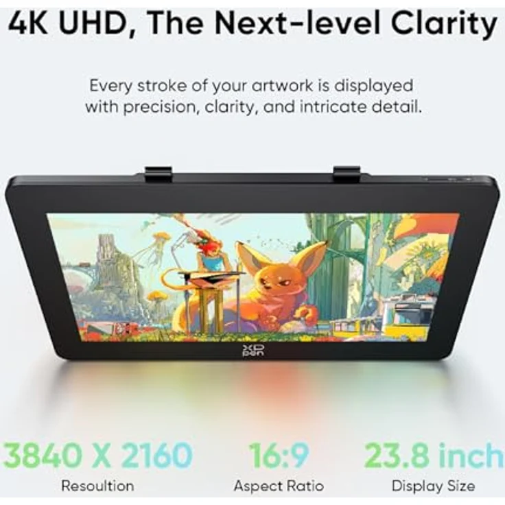 XP-Pen Artist Pro 24 (Gen 2) 4K Zeichentablett in Schwarz mit volllaminiertem Bildschirm, 99% sRGB-Farbraum, Dual X3 Pro Stiften – Bild 2