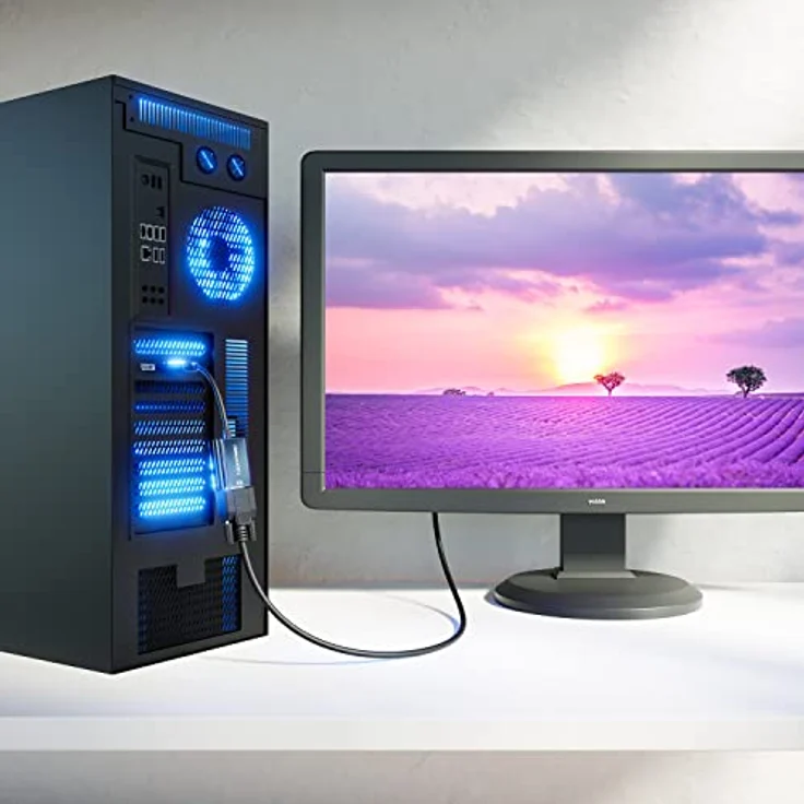 deleyCON DisplayPort auf VGA Adapter Konverter, Stecker auf Buchse für PC/Monitor, 18,2 cm, Schwarz – Bild 3