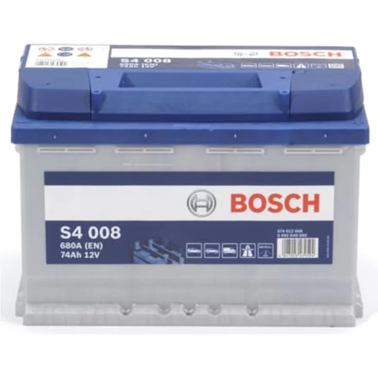 Bosch S4 008 Autobatterie 12V, 74Ah, 680A, wartungsfrei, kompakte Maße 278 x 175 x 190 mm – Bild 2