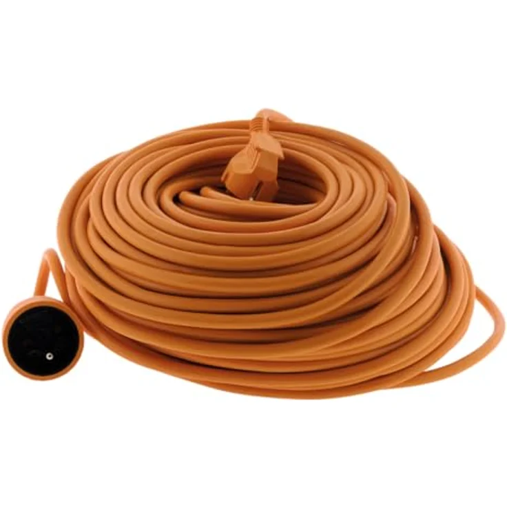 Zenitech Verlängerungskabel 16A HO5VV-F 2x1,5mm², witterungsbeständig, 45m Länge, orange, für Rasenmäher & Grills, NF- & CE-normiert – Bild 1