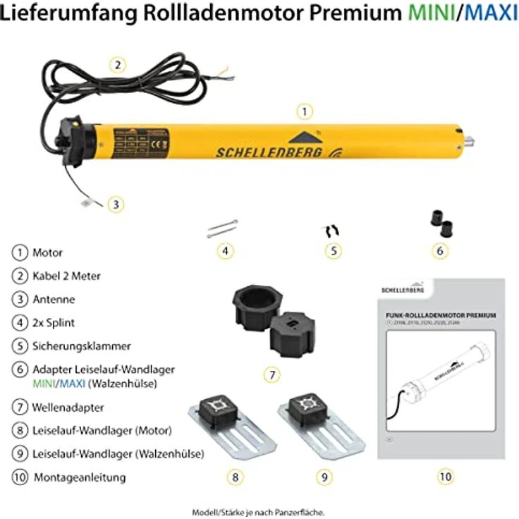 Schellenberg Funk-Rollladenmotor Mini Premium 10 Nm für 40 mm Achtkantwelle, Smart Home-kompatibel mit Funksteuerung, Hinderniserkennung und Sprachsteuerung – Bild 4