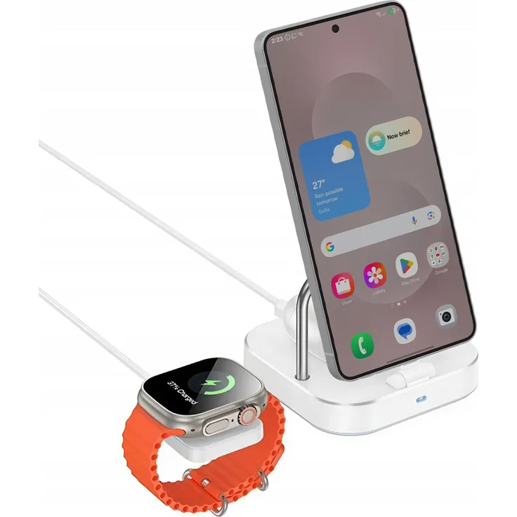 Hoko CQ16A, Kabellose USB-C Ladestation für Smartphone, Apple Watch und Ohrhörer, 5W, Weiß