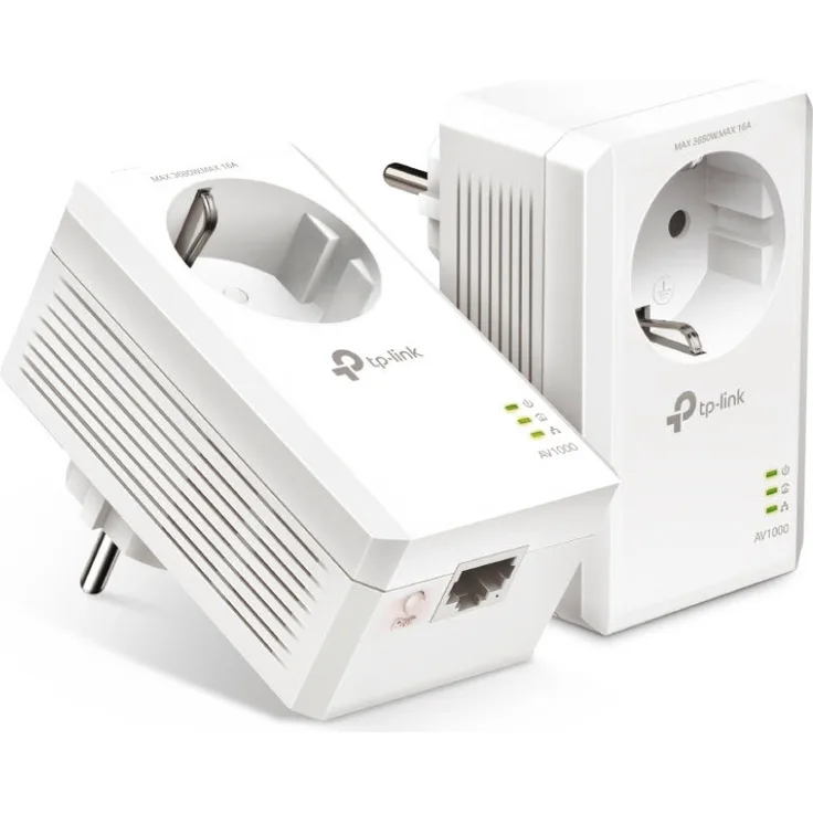TP-Link TL-PA7010P, Powerline-Adapter AV1000 Gigabit mit integrierter Steckdose und 300m Reichweite