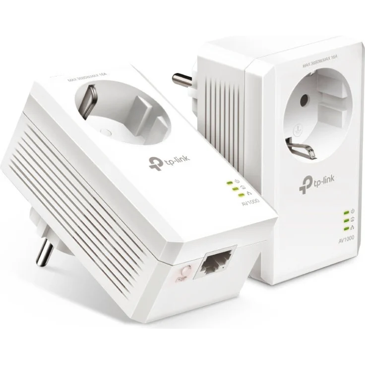 TP-Link TL-PA7010P, Powerline-Adapter AV1000 Gigabit mit integrierter Steckdose und 300m Reichweite