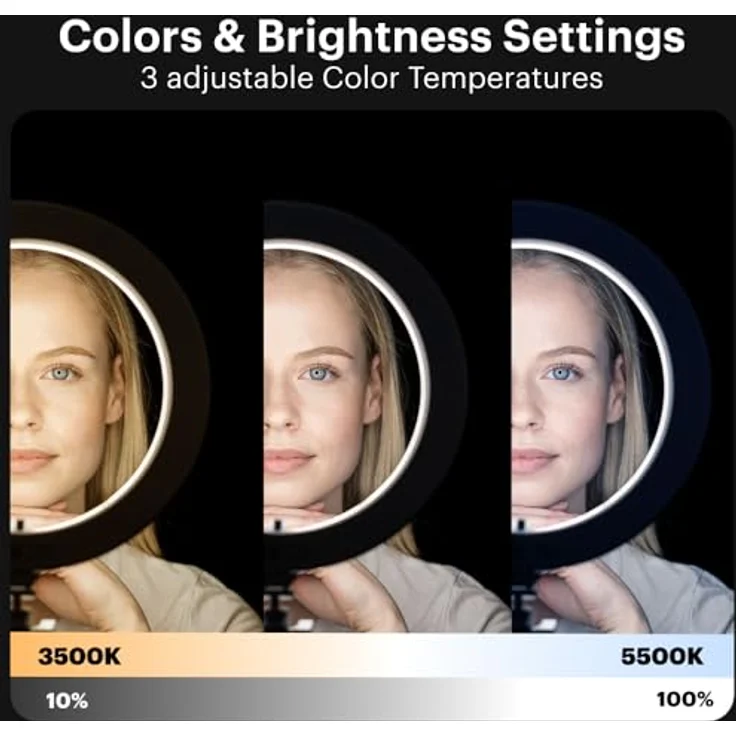 Kodak LED Ringlicht mit Stativ für Smartphones & kleine DSLR- und Actioncams (25cm Durchmesser; Verstellbare Helligkeit, Höhe und Farbbalance; 1800 Lumen; Fernauslöser & Tragetasche inklusive) – Bild 6