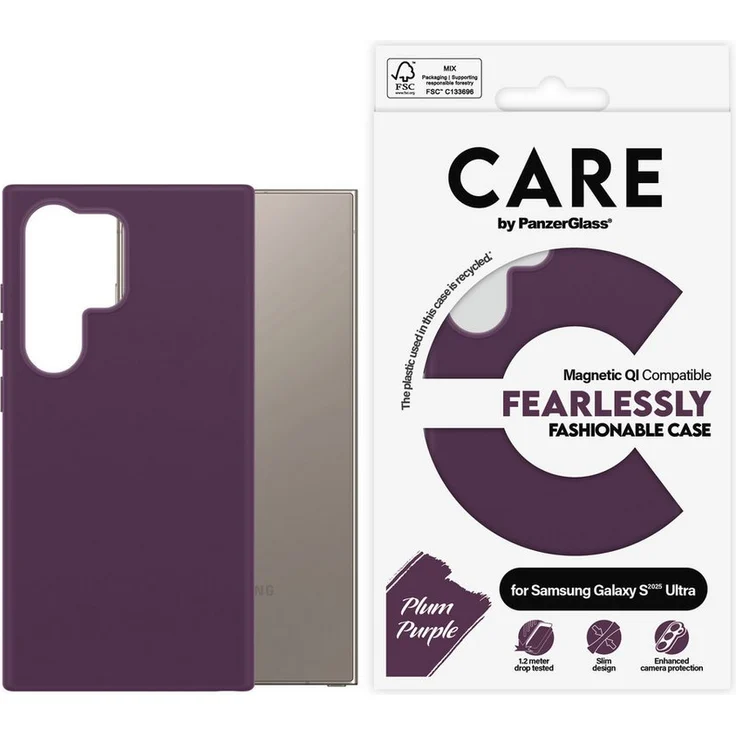 CARE by PanzerGlass Magnetic QI Fearlessly Fashionable Case für Samsung Galaxy S25 Ultra, stoßfeste Schutzhülle mit verbessertem Kameraschutz und kabellosem Laden