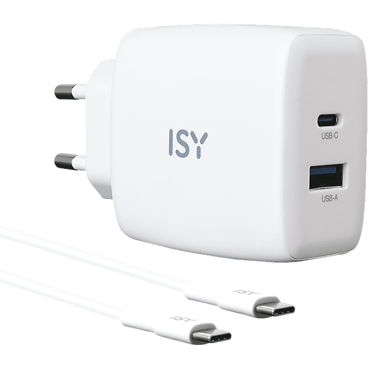 ISY IAC-4512-WT, 45W GAN Ladegerät mit 2m USB-C Kabel, Weiß