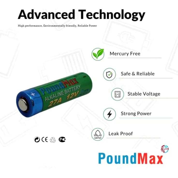 PoundMax Alkaline 27A/L828, 12V, 5er-Pack – Bild 4