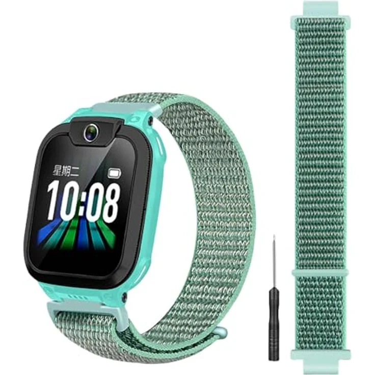 GIOPUEY Geflochtenes Nylon Armband für imoo Watch Phone Z7/Z6/Z1, elastisches Unisex Ersatzarmband, grün, leicht & atmungsaktiv – Bild 1