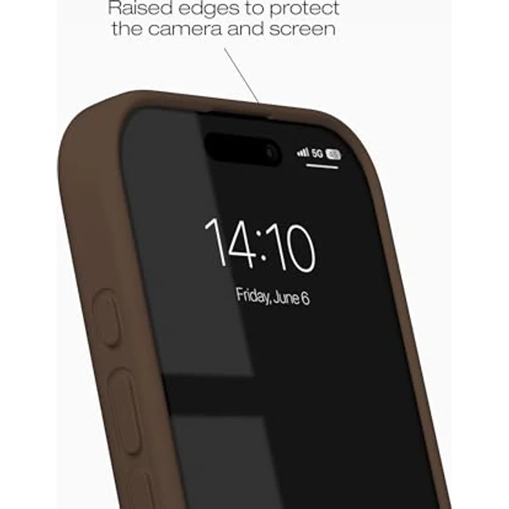 iDeal Of Sweden MagSafe Silicone Cover Mocha Mousse, Smartphone Hülle für Apple iPhone 17, braun, sturzfest, erhöhte Kanten, pfirsichfarbene Oberfläche – Bild 5