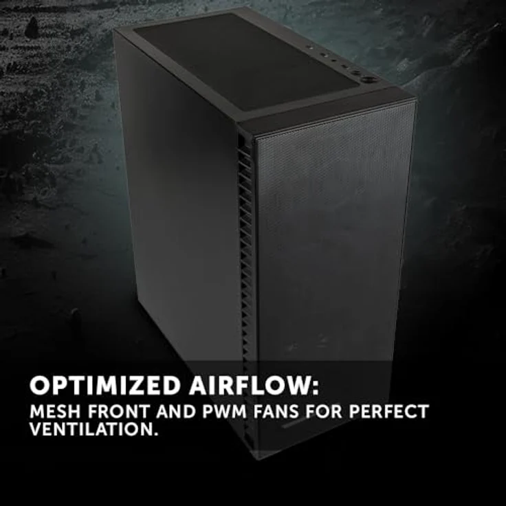 KOLINK Observatory HF Mesh PWM Midi-Gehäuse, 3x PWM-Lüfter, 330 mm GPU-Freiraum, Schwarz – Bild 2