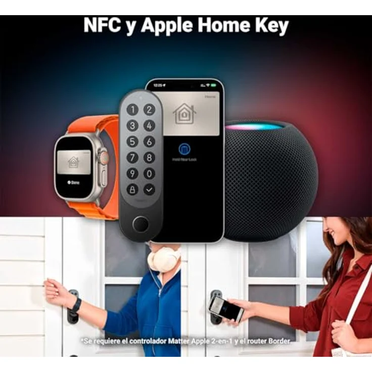 AQARA U200 Smart Lock, Türschloss mit NFC und Matter over Thread, Schwarz, automatisches Schloss, temporäre Passwörter, leiser Entriegelungsmodus – Bild 4