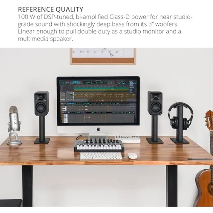 Kanto ORAMB 100W Powered Reference Desktop Computer Speakers | Bluetooth 5.0 | USB-C Input | Bi-Amplified | 100 Hz Automatic Crossover | Black – Bild 4