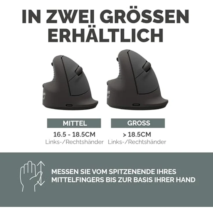 Fellowes Breyta Plus+ Ergonomische Maus, Kabelgebunden und Kabellos, Schwarz, für Rechtshänder*innen mit ergonomischer Handform – Bild 4