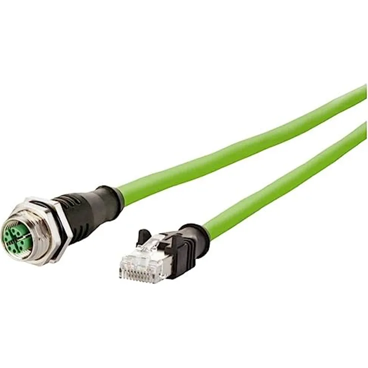 Metz Connect 142M2X25050 M12 Netzwerkkabel, Patchkabel CAT 6a S/FTP 5.00 m Grün PUR-Mantel, Säurebeständig, Ozonbeständ