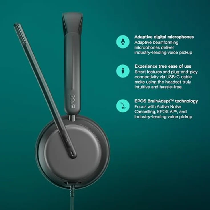 EPOS IMPACT 860 ANC - Hochleistungsfähiges Noise-Cancelling-Doppelohr-Headset, Super Wideband-Audio, USB-C-Konnektivität – Bild 3