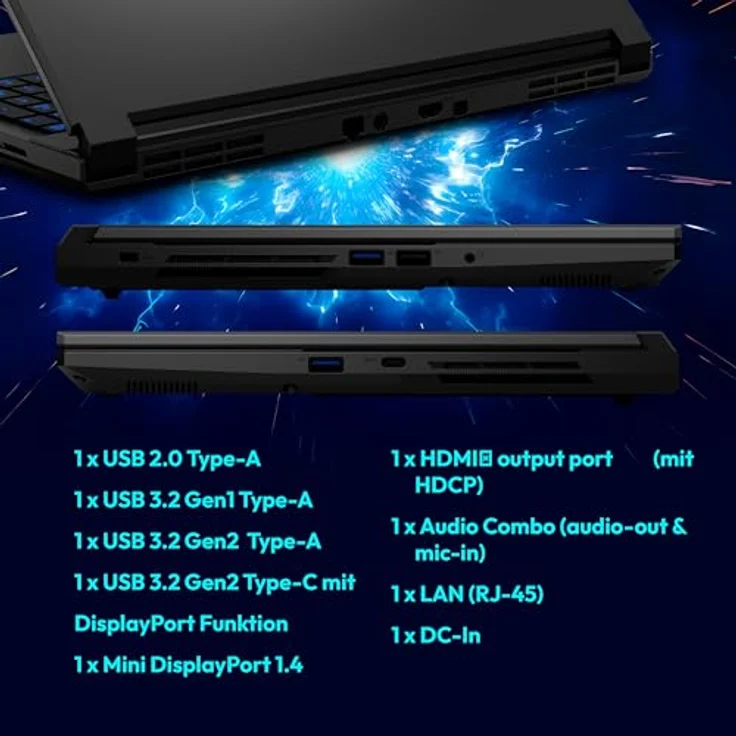 ERAZER Deputy 15 P1, 15,6" Full HD Gaming Laptop mit Intel Core i5 210H, GeForce RTX 5060 8GB GDDR7, 16GB DDR5 RAM, 1TB SSD, RGB Backlit-Keyboard, Windows 11 Home – Bild 5
