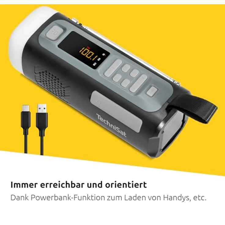 TechniSat Viola Kurbelradio, Notfallradio mit Solar & Kurbel, 4500 mAh, UKW, Bluetooth 5.3, Powerbank-Funktion, LED Taschenlampe – Bild 6