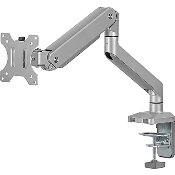 Ergo Office ER-447 1-Fach Monitorhalterung mit Gasfeder 17"-32" Doppelarm Tischhalterung Monitorarm Schwenkbar Neigbar Drehbar VESA 75x75 100x100 bis 10kg Aluminium – Bild 4
